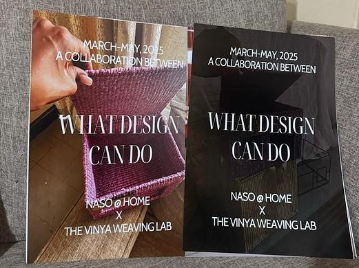 What Design Can Do: a collaborative project between NASO @ Home & The Vinya Weaving Lab, working with local artisans to curate custom hampers using sisal weaving and metal frames.